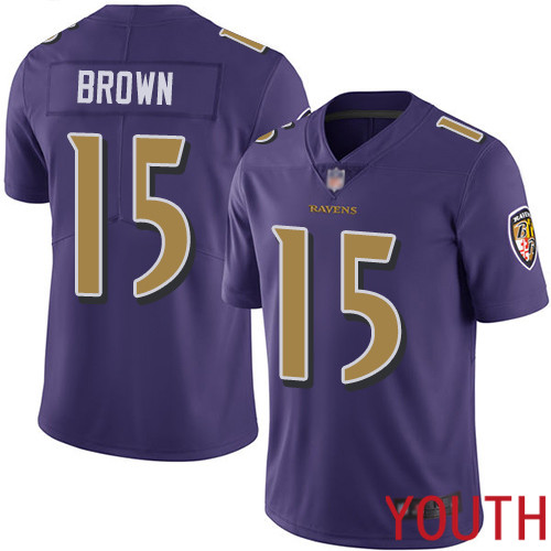 Baltimore Ravens Limited Purple Youth Marquise Brown Jersey NFL Football #15 Rush Vapor Untouchable